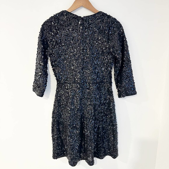 Abercrombie & Fitch Keyhole 3/4 Sleeve Sequin Mini Dress Black Size Medium - Picture 9 of 9